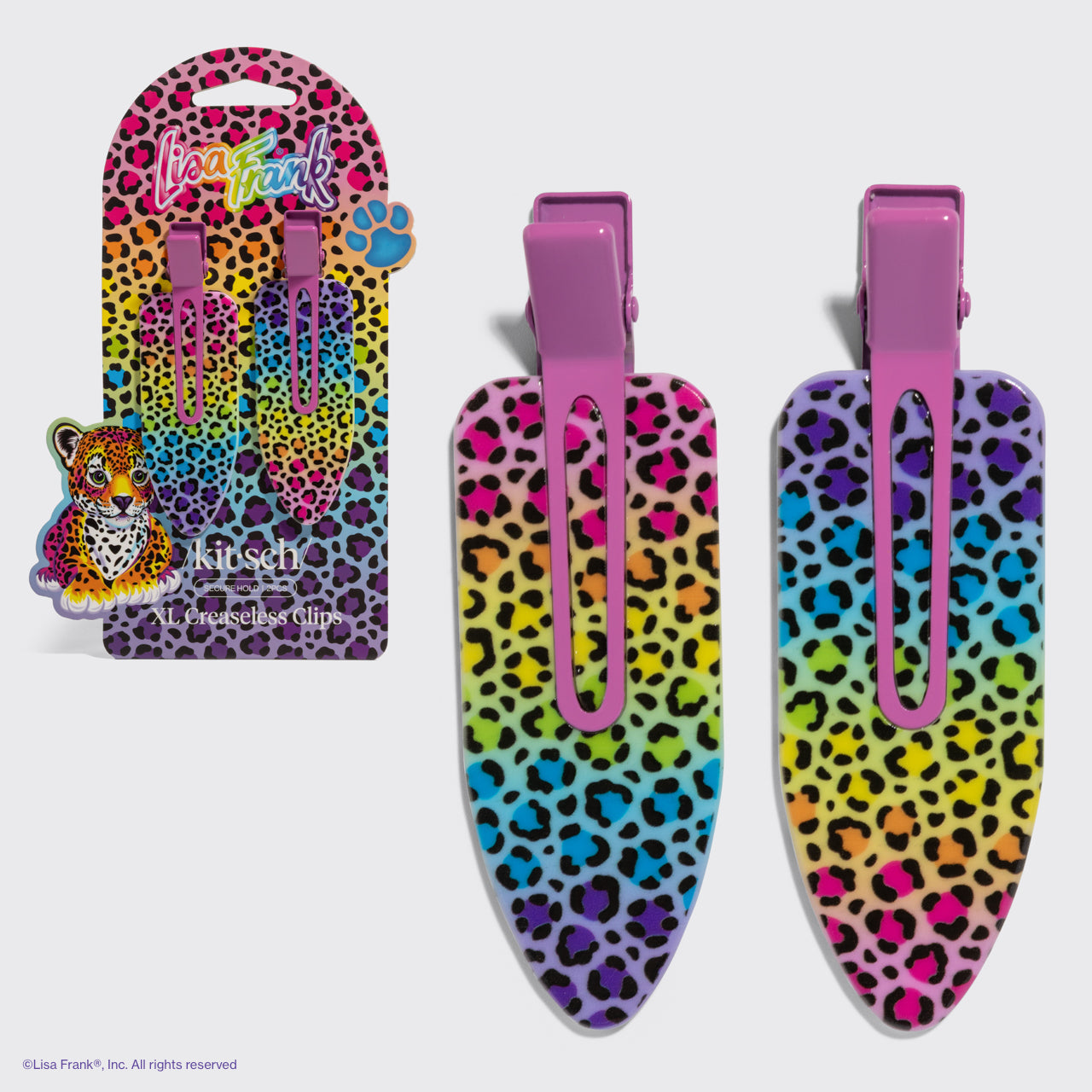 Lisa Frank x KITSCH XL Creaseless Clips Rainbow Leopard — Hero