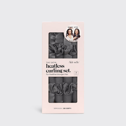 KITSCH Charcoal Satin Heatless Curling Set — retail packaging