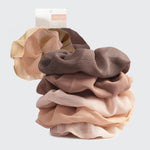 KITSCH Crepe Scrunchies in Terracotta — hero product shot — textured crepe fabric in warm terracotta tones — gentle snag-free hold for all hair types