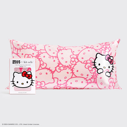 Hello Kitty x KITSCH Pink Kitty Faces King Satin Pillowcase — hero view