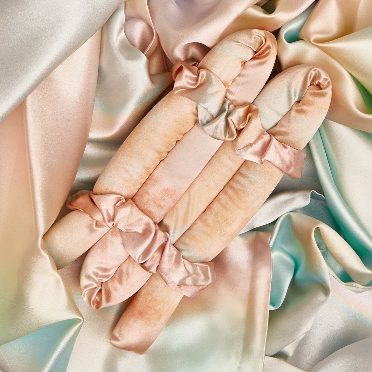 KITSCH Satin Heatless Curling Set + Satin Pillowcase — creative product shoot — complete overnight hair care routine