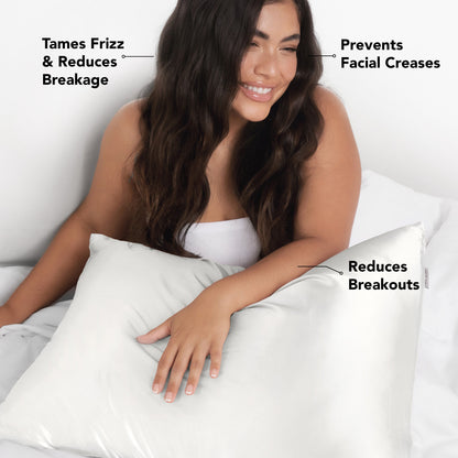 KITSCH Ivory King Satin Pillowcase — product highlights